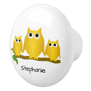 Bouton De Porte En Céramique Conception de hibou doré personnalisée