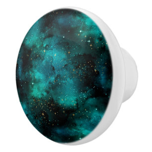 Bouton De Porte En Céramique Conception de la série Galaxie sarcelle 1