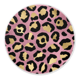 Bouton De Porte En Céramique Conception de la série Leopard rose et or 15