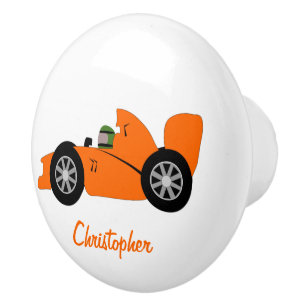 Bouton De Porte En Céramique Conception de voiture de course orange