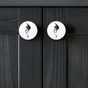Bouton De Porte En Céramique Conception d'illustration de dragon tribal noir et