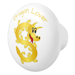 Bouton De Porte En Céramique Conception Dragon Doré Personnalisée