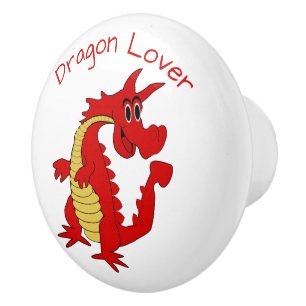 Bouton De Porte En Céramique Conception Dragon Rouge Personnalisé