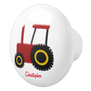 Bouton De Porte En Céramique Conception du tracteur rouge