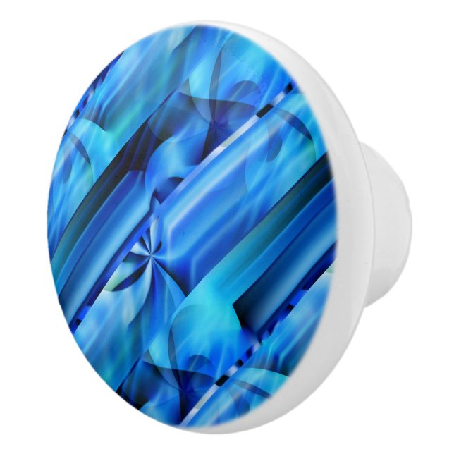 Bouton De Porte En Céramique Conception Graphique Sans Couture - bleu noir I (Droite)