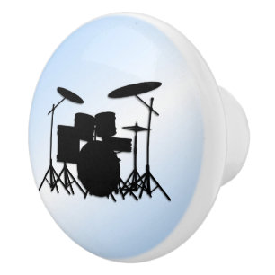 Bouton De Porte En Céramique Conception Musicale Bleue de Batterie