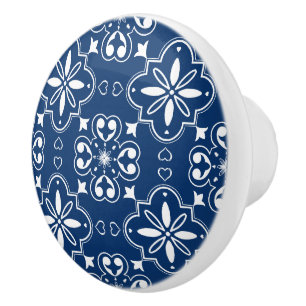 Bouton De Porte En Céramique Conception portugaise méditerranéenne moderne bleu