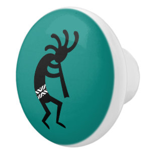 Bouton De Porte En Céramique Conception turquoise et noire de sud-ouest de