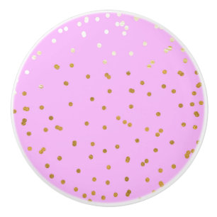 Bouton De Porte En Céramique Confettis rose et or Points de modernité Glamour é