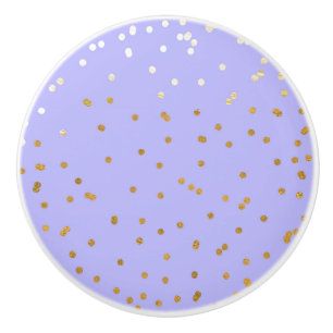 Bouton De Porte En Céramique Confettis violets et orés Points de modernité Glam