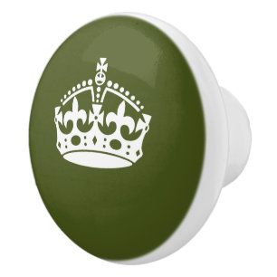 Bouton De Porte En Céramique Conserver la couronne calme sur Olive Green Person