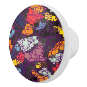 Bouton De Porte En Céramique Contours Géométriques Violets Au-Dessus De Splas