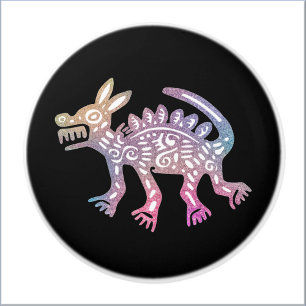 Bouton De Porte En Céramique Cool Aztec Inspiré Multicolor Chien