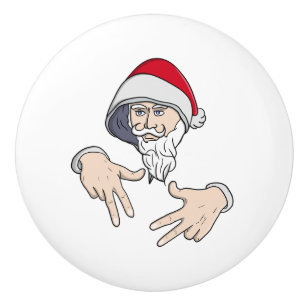 Bouton De Porte En Céramique Cool Gangsta Hip hop Rap de la main Père Noël