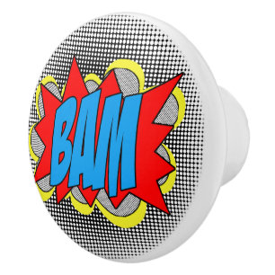 Bouton De Porte En Céramique Cool Vintage de bande dessinée Pop Art Style BAM!