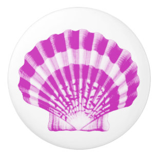 Bouton De Porte En Céramique Coquillage - orchidée et blanc