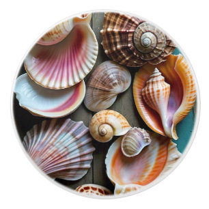 Bouton De Porte En Céramique Coquillages.