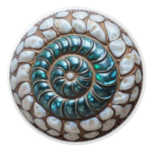 Bouton De Porte En Céramique Coquille d'abalone et de nautile perlé