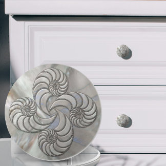 Bouton De Porte En Céramique Coquille de Nautilus Fausse Mère de Perle