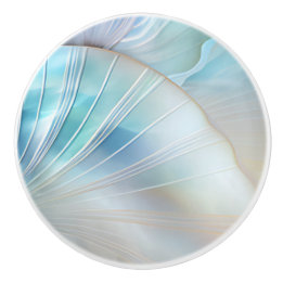Bouton De Porte En Céramique Coquilles holographiques iridescentes turquoise