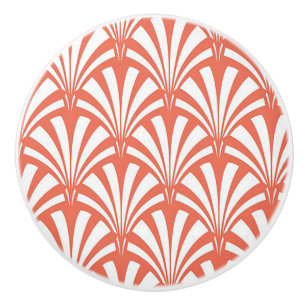 Bouton De Porte En Céramique Coral Fizz et ventilateurs blancs