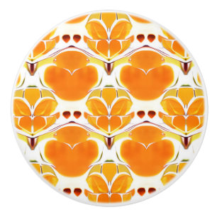 Bouton De Porte En Céramique Coral Orange et crème Motif Batik