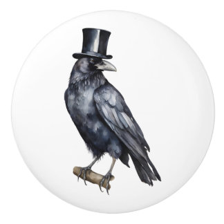 Bouton De Porte En Céramique Corbeau