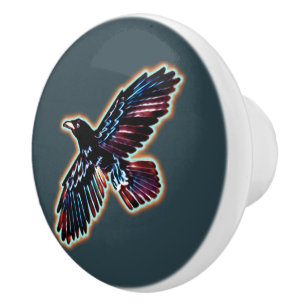 Bouton De Porte En Céramique Corbeau Iridescendant