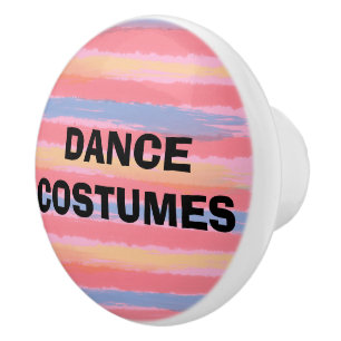 Bouton De Porte En Céramique Costumes de danse rayures aquarelles rose bleu