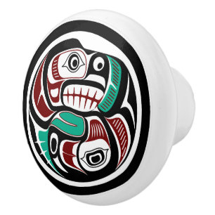 Bouton De Porte En Céramique Côte du Pacifique Nord-Ouest Otter pourchassant le