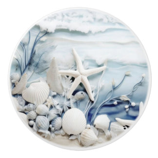 Bouton De Porte En Céramique Côte Sea Star Et Shell 3D