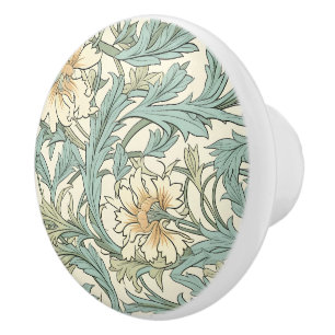 Bouton De Porte En Céramique Cottagecocre vintage ivoire fleuri motif neutre