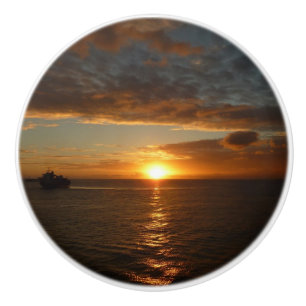 Bouton De Porte En Céramique Coucher de soleil sur la mer II