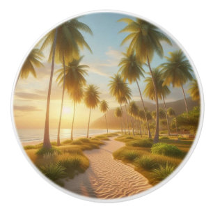 Bouton De Porte En Céramique coucher de soleil sur la plage des Caraïbes/tropic