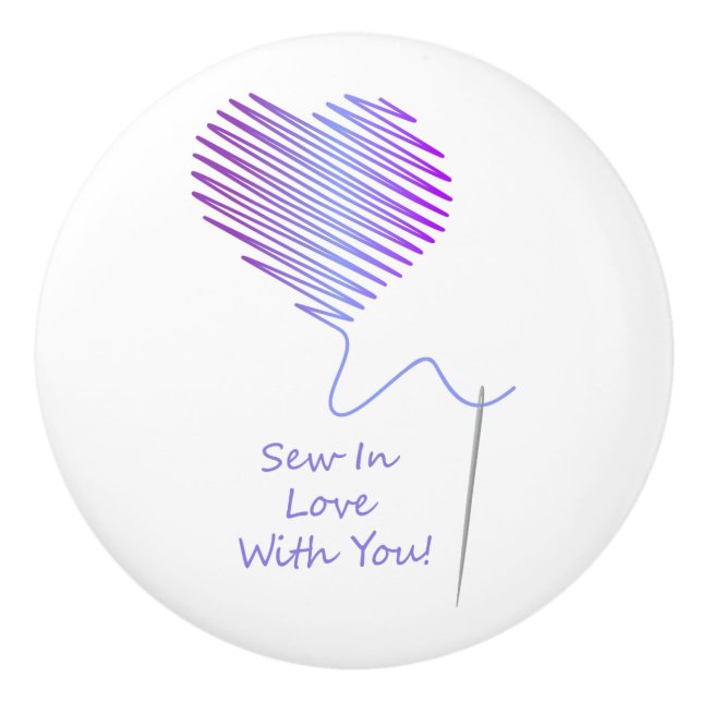 Bouton De Porte En Céramique Coudre en amour avec toi (Devant)