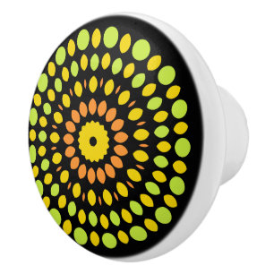 Bouton De Porte En Céramique Couleurs d'agrumes, vert, jaune, orange,