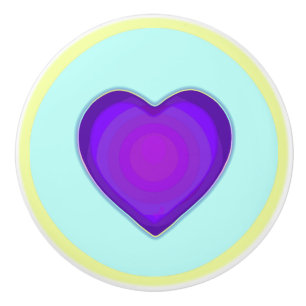 Bouton De Porte En Céramique Couleurs pastel & coeurs violets battre