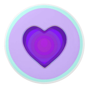 Bouton De Porte En Céramique Couleurs pastel & coeurs violets battre