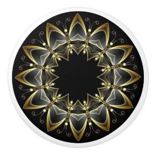 Bouton De Porte En Céramique Couleurs toscanes Armoire de cuisine en or/noir