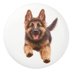 Bouton De Porte En Céramique Courir Happy Dog #4 Tirage en céramique
