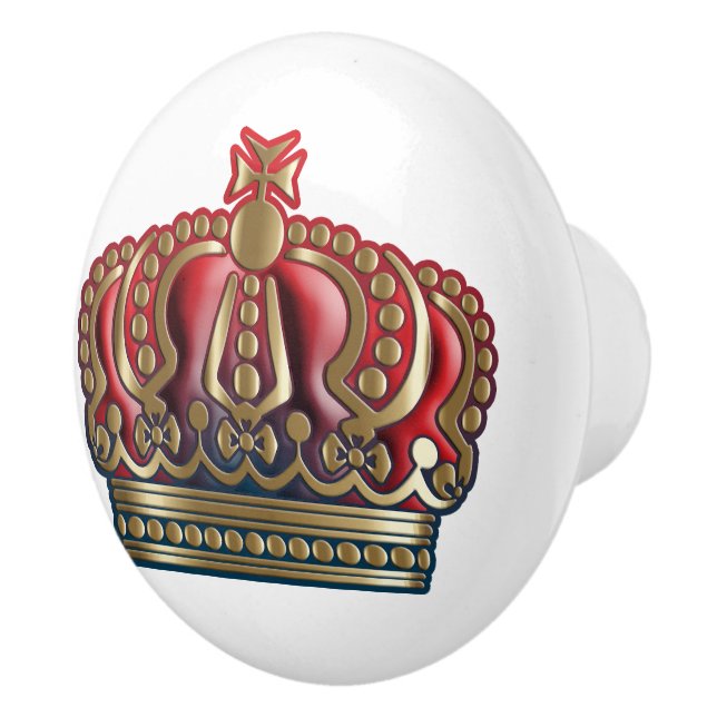 Bouton De Porte En Céramique Couronne de la Croix Royale - Bleu Or (Droite)