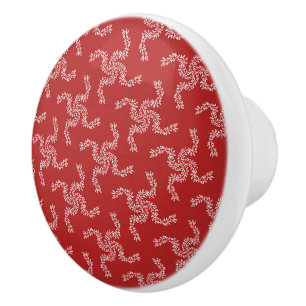 Bouton De Porte En Céramique Couronne de Noël Rouge, Décoration de Noël, Xmas