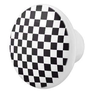 Bouton De Porte En Céramique Course de voiture / Motif d'échecs + votre backgr.