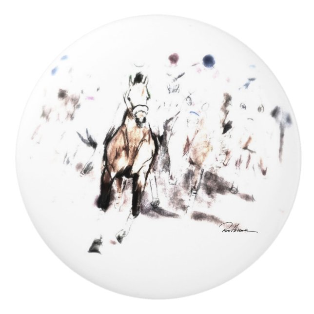 Bouton De Porte En Céramique Course du cheval (Devant)