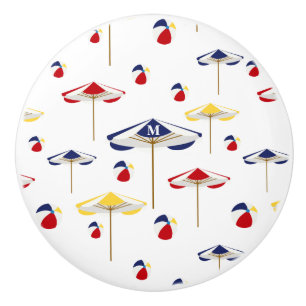 Bouton De Porte En Céramique Coutume colorée de parapluie et de ballon de plag