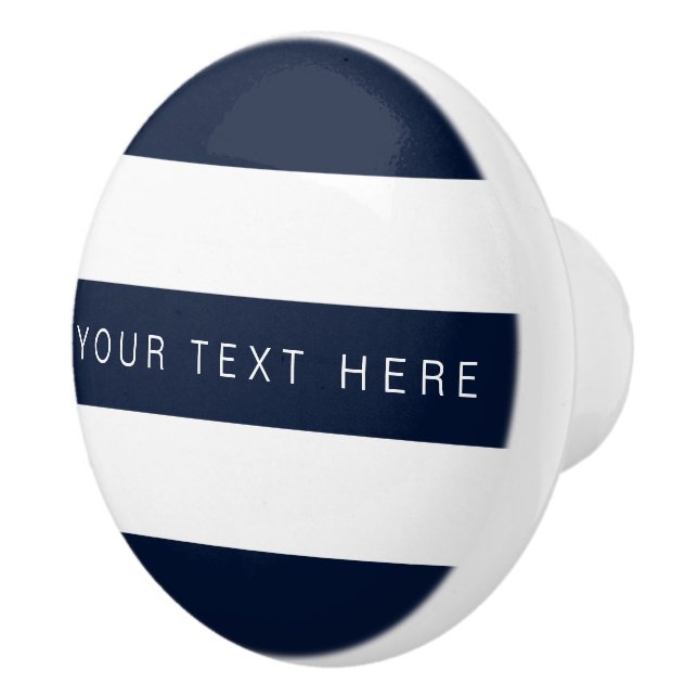 Bouton De Porte En Céramique Coutume rayée de bleu marine et blanche (Droite)