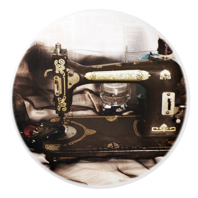 Bouton De Porte En Céramique Couture de Steampunk (Devant)