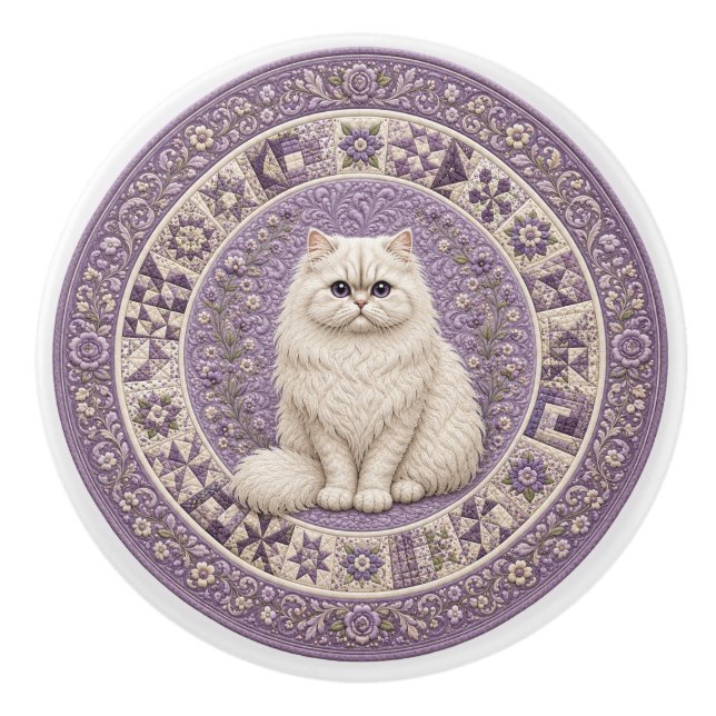 Bouton De Porte En Céramique Couverture de chat persan  (Devant)