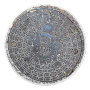 Bouton De Porte En Céramique Couvre-manteau antique route pavée