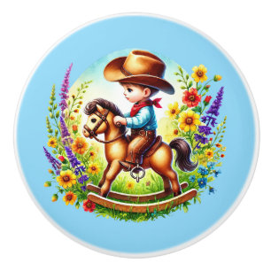 Bouton De Porte En Céramique Cowboy cool rocking cheval à bascule